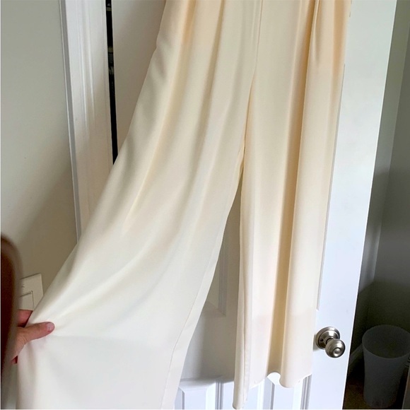 NYMPHE LOS ANGELES Lined Ivory Wide Leg Dress Pants Pockets L - Picture 1 of 6